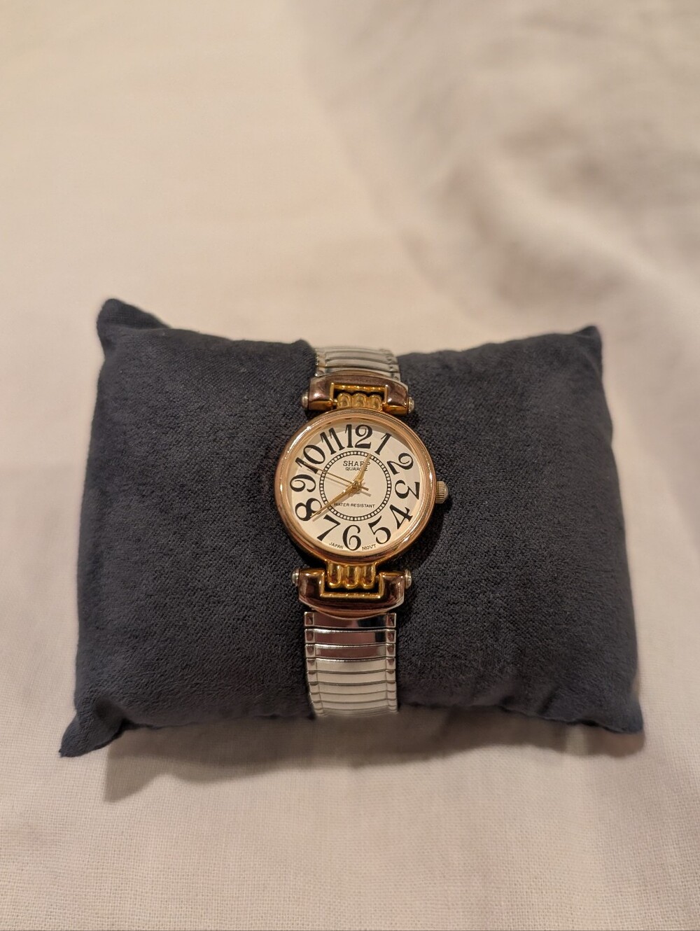Vintage Sharp Two-Tone Expansion Band Watch Large Arabic Numbers Dial